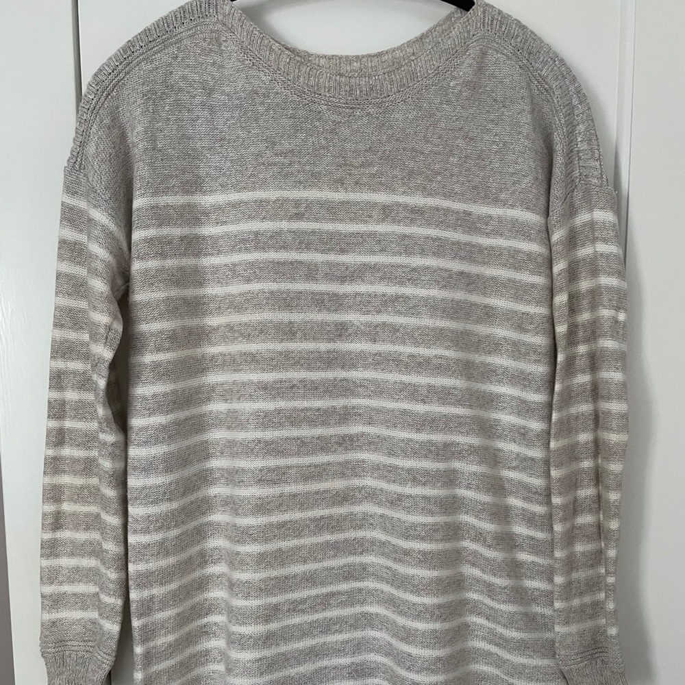 Old Navy tan striped tunic length sweater